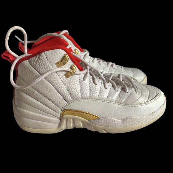 Youth Nike Air Jordan 12 Retro Fiba 130690-107 2019 White Red Metallic Gold - Picture 4 of 9